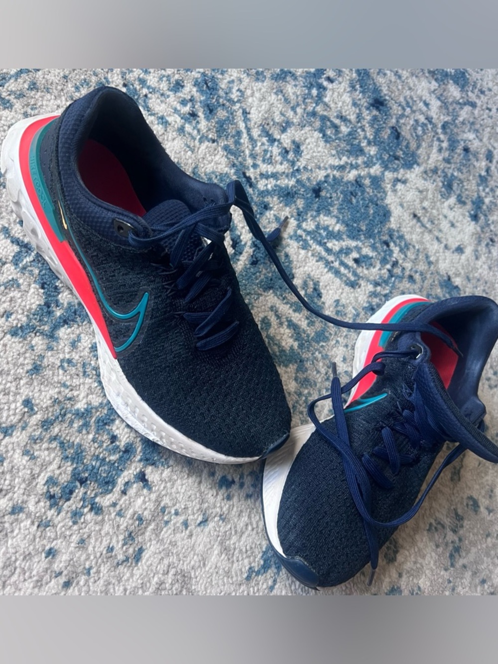 Nike Navy Sneakers with Bright Red Insole